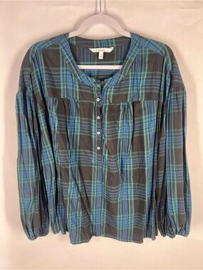 Every‎ Moment Plaid Button Front Popover Blouse Size XL
